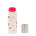 organicKidz 7oz Stainless Steel Baby Bottle (Cream with Pink Dots)