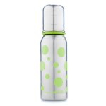 organicKidz 7oz Stainless Steel Baby Bottle (Green Dots)