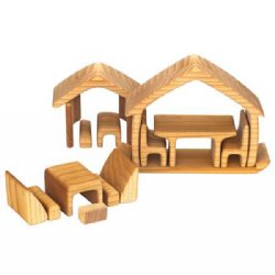 All-in-One Wooden Nesting Puzzle House (Natural)