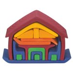 All-in-One Wooden Nesting Puzzle House (Rainbow)