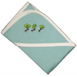 Hooded Blanket - with Leafcutter Ants Embroidery (celadon)