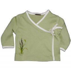 Baby Kimono - with Cattail Embroidery (green tea)