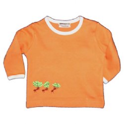 Baby T-shirt - with Leafcutter Ants Embroidery (kumquat)