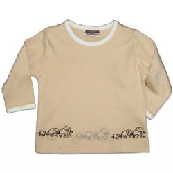 Baby T-shirt - with Elephant Walk Embroidery (chai latte)