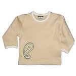 Baby T-shirt - with Indian Paisley Embroidery (chai latte)