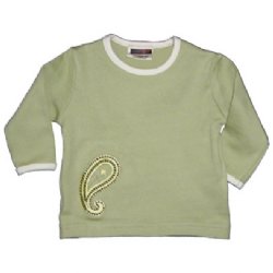 Baby T-shirt - with Indian Paisley Embroidery (green tea)