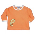 Baby T-shirt - with Indian Paisley Embroidery (kumquat)