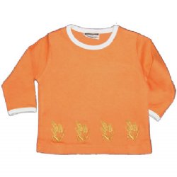 Baby T-shirt - with Wheat Embroidery (kumquat)