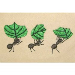 Hooded Blanket - with Leafcutter Ants Embroidery (chai latte)
