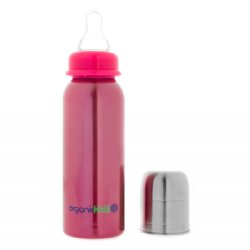 organicKidz 7oz Stainless Steel Baby Bottle (Raspberry)