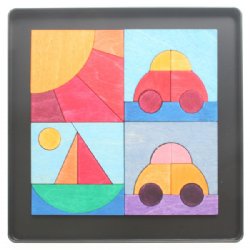 GRIMM`S Magnetic Wooden Puzzle Cars, Sailboat and Sun (Small)