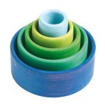 GRIMM`S Small Nesting and Stacking Bowls (Colored, Ocean Blue Base)