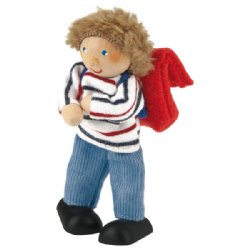 Kathe Kruse Flexible Doll Boy with Schoolbag