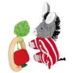 Kathe Kruse Tomato the Donkey Grabbing Toy with Wooden Teething Ring
