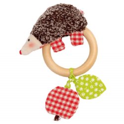 Kathe Kruse Hedgehog Paul Grabbing Toy with Wooden Teething Ring