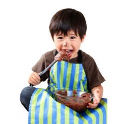 Mimi the Sardine Eco-Friendly Child's Apron (Blue & Green Stripes)