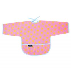 Mimi the Sardine Eco-Friendly Messy Baby Bib (Pink with Green Dots) - NOTE: picture shows yellow dots