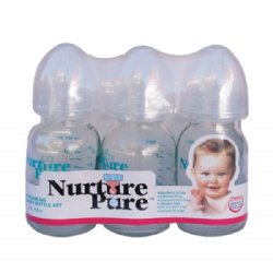 NurturePure 4oz Glass Baby Bottles (Pack of 3)
