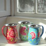 Fair Trade Stainless Steel Pitcher - Franjipani (Blue)