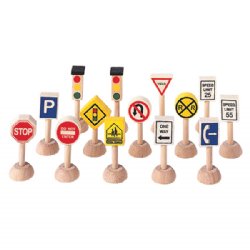 Plan Toys PlanCity Set of Traffic Signs & Lights (for Road & Rail Sets)