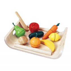 Plan Toys Assorted Fruits and Vegetables with Tray