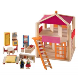 Selecta Casa Rosa Furnished Wooden Dollhouse