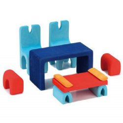 Sit-in-3D Wooden Dollhouse Furniture Puzzle (Blue)
