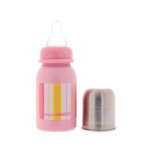 organicKidz 4oz Stainless Steel Baby Bottle (Pink Stripes)