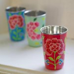 Fair Trade Stainless Steel Cup - Franjipani (Pink)