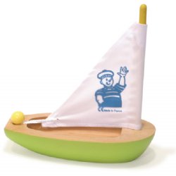 Vilac Lacquered Wood Sailing Boat (Green)