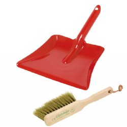 Child's Metal Dustpan & Wooden Brush Set